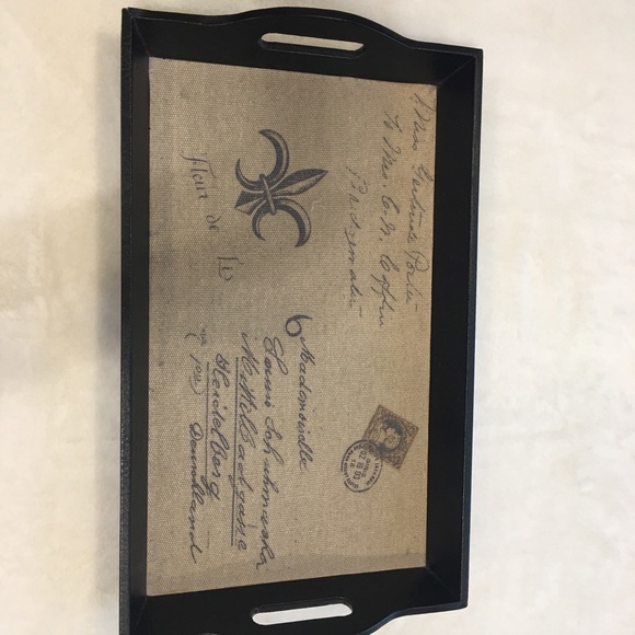 PARIS / FLEUR DE LES THEMED RECTANGULAR WOOD & FABRIC TRAY - Picture 5 of 7